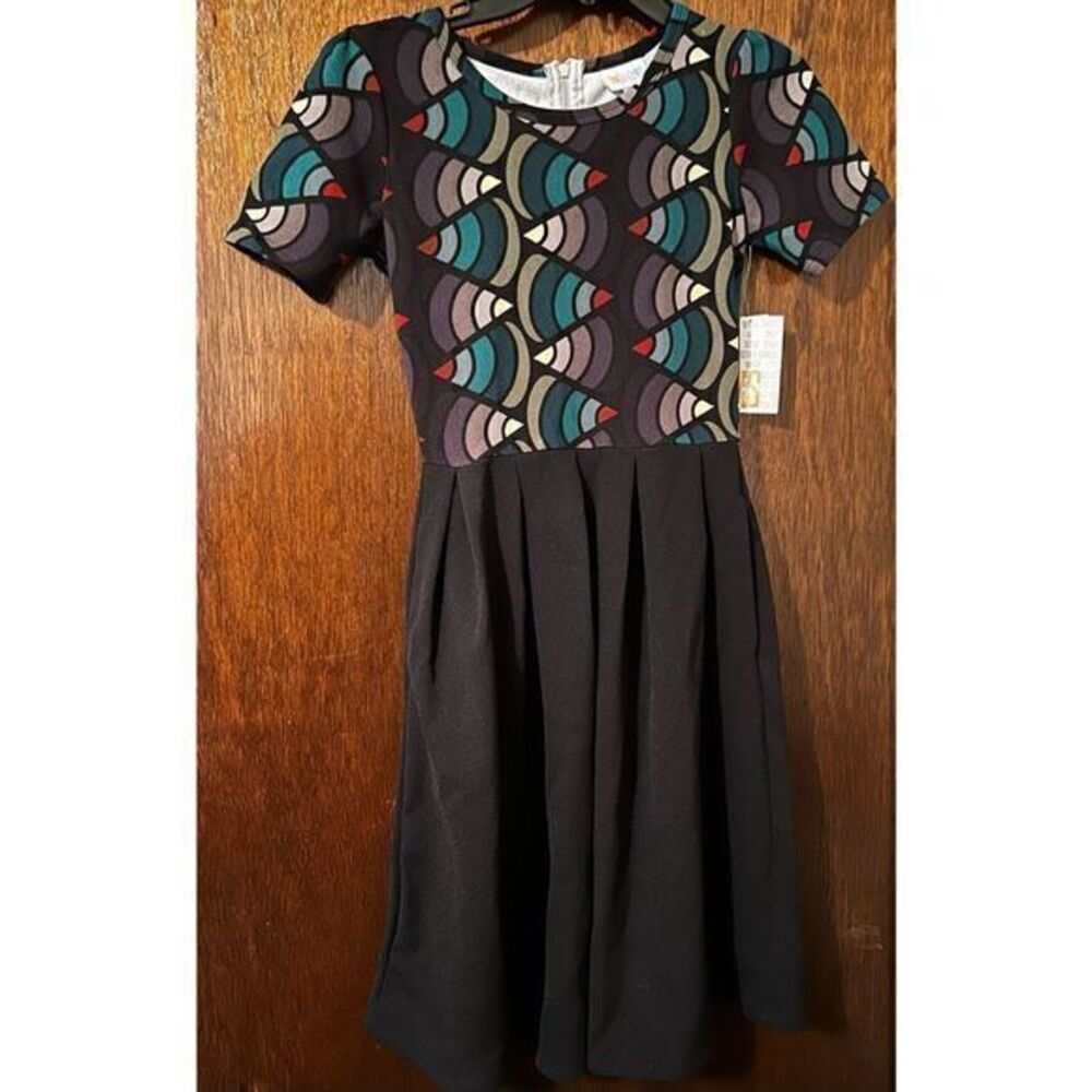 LULAROE Amelia Black / Green Geometric Dress